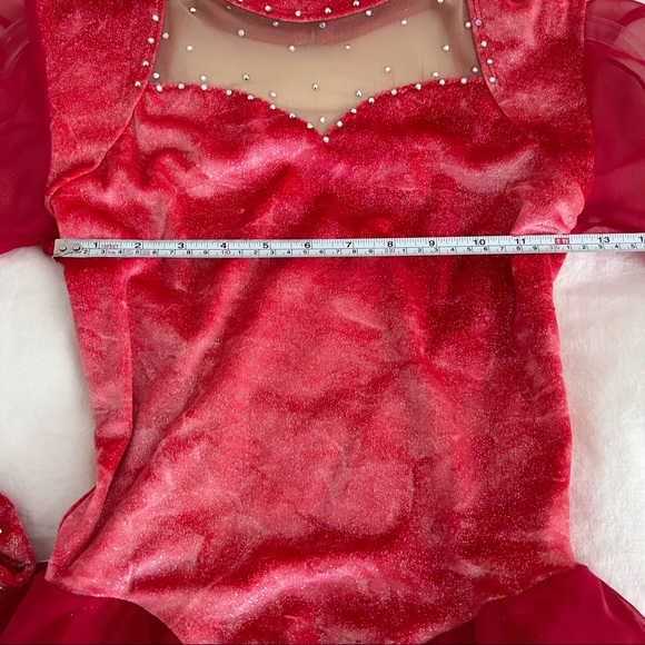 Red Figure Skating Competition Dress S - Picture 7 of 9